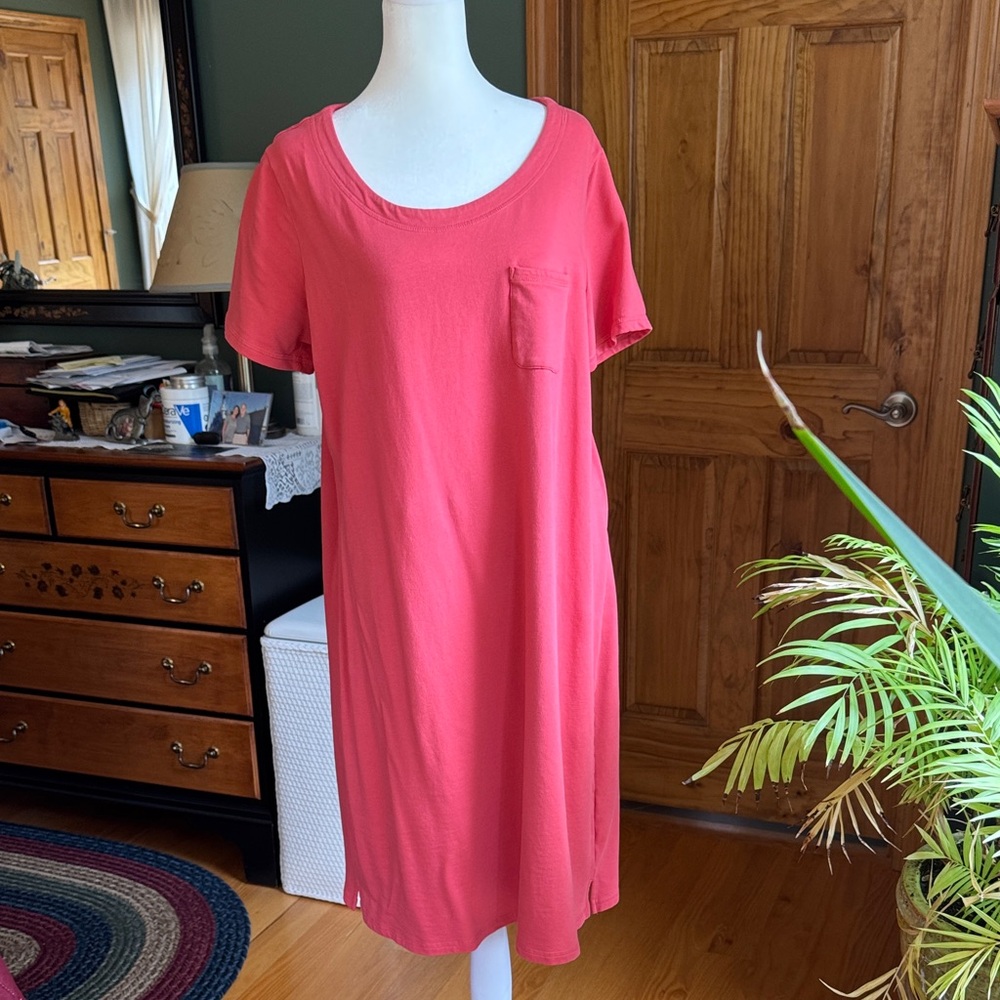 T by Talbots Coral Scoop Neck Dress